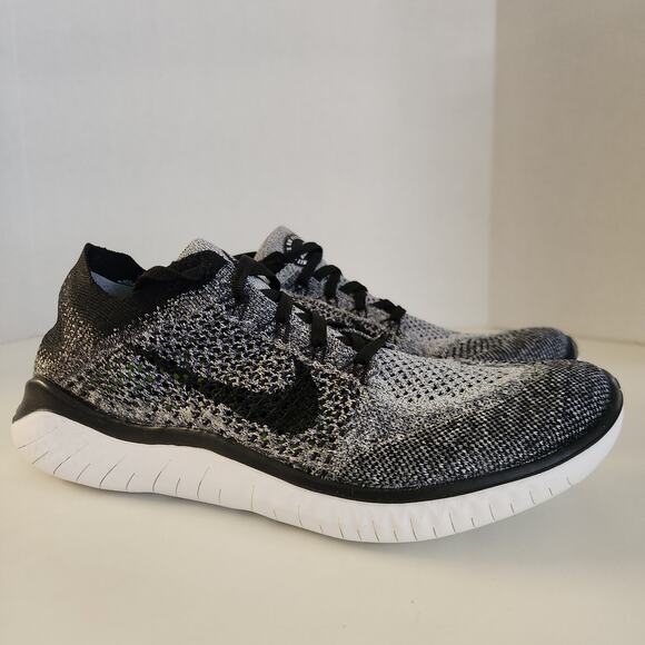 Nike Men\'s Free Run Flyknit 2018 Running Shoes, White White Black 101, 8 main image 10